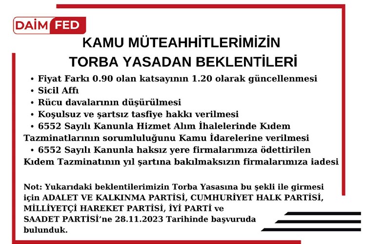 Kamu Müteahhi̇tlerimi̇zi̇n Torba Yasadan Beklenti̇leri̇